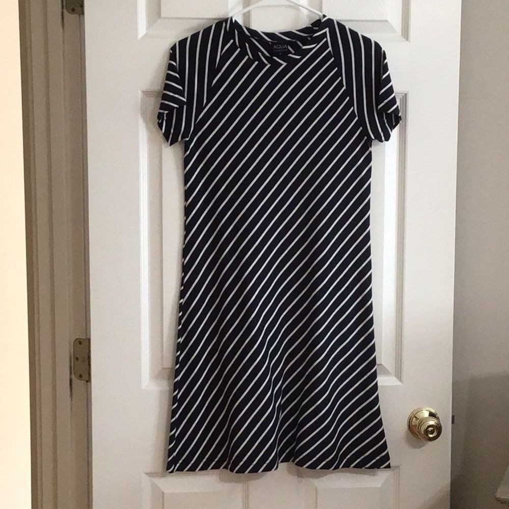 Aqua navy and white dress, Small, very well made, worn once